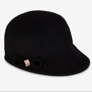 Ted Baker Black Bow Felt Cap Hat
